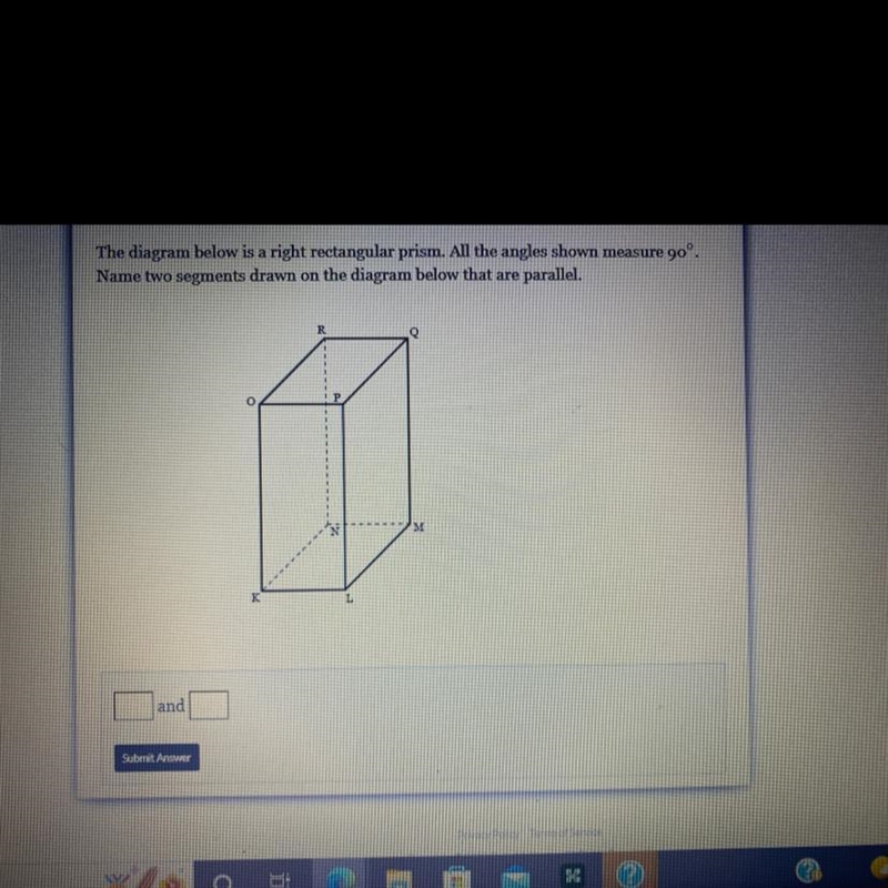 The diagram below is a right rectangular prism. All the angles shown measure 90 degrees-example-1