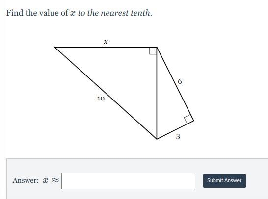 Find the value of x to the nearest tenth!!-example-1