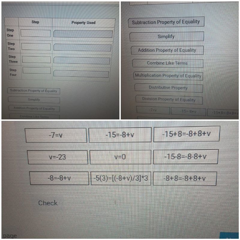 The equation is -5 = -8+v/3 help​-example-1