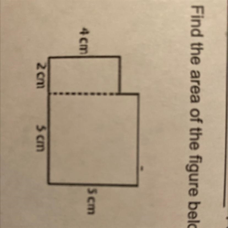 5. Find the area of the figure below: 5 cm 4 cm 2cm 5 cm-example-1