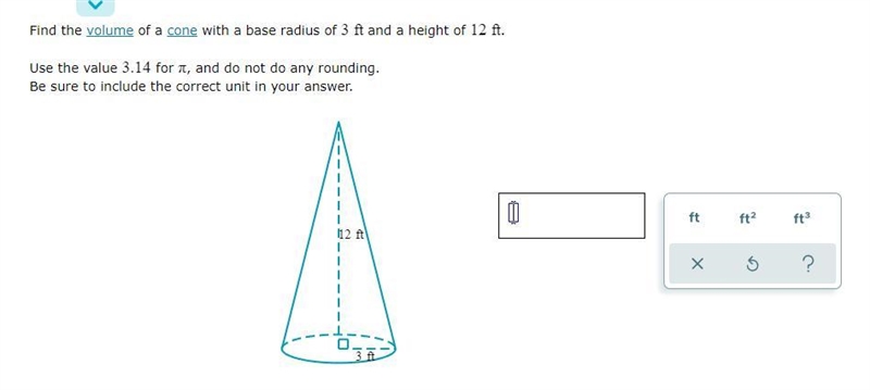 Find the volume of the cone-example-1