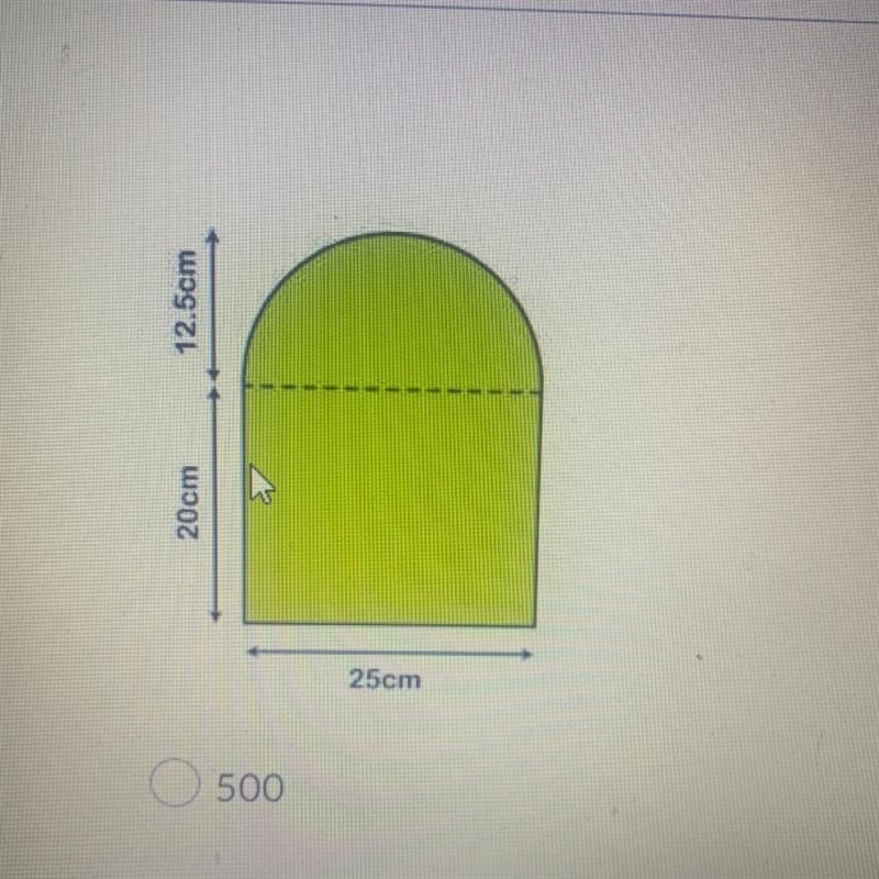 What is the area of the composite figure? 500 490.62 245.31 745.31-example-1