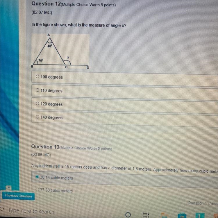 Question 12(Multiple Choice Worth 5 points) (02.07 MC) In the figure shown, what is-example-1