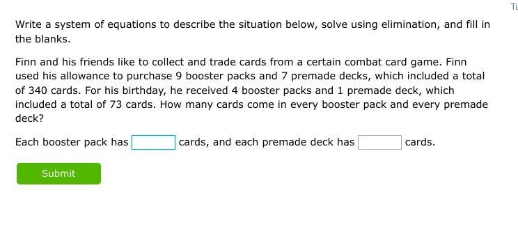 Help me PLEASE- Write a system of equations to describe the situation below, solve-example-1