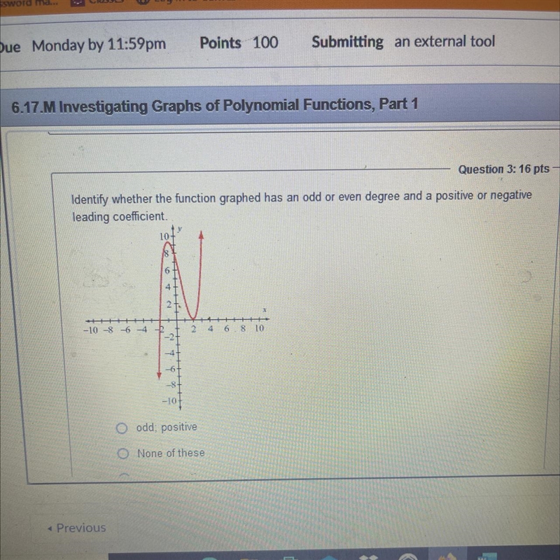 Identify whether the function has an off or even degree.-example-1