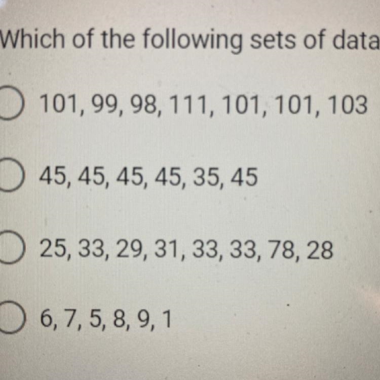 Which of the following sets of data does not contain an outlier-example-1