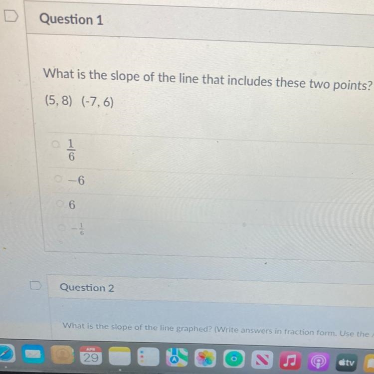 What is the slope of the line that includes these two points-example-1