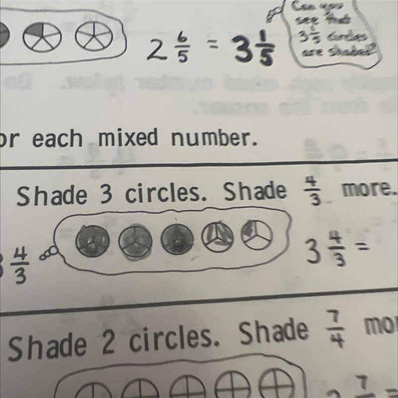 Shade 3 circles. Shade 4/3 more-example-1