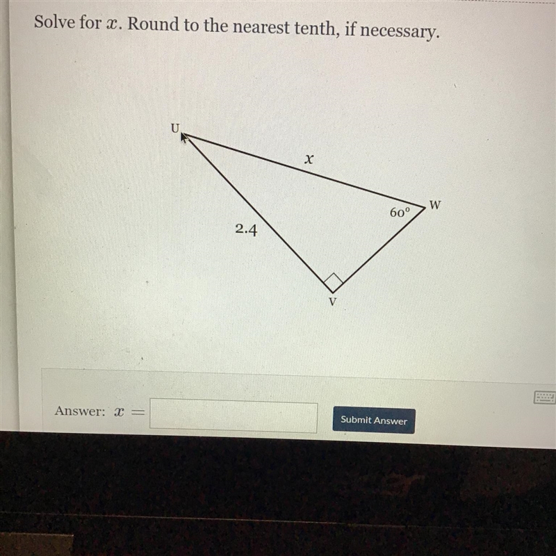 Solve for X round to the nearest tenth if necessary-example-1