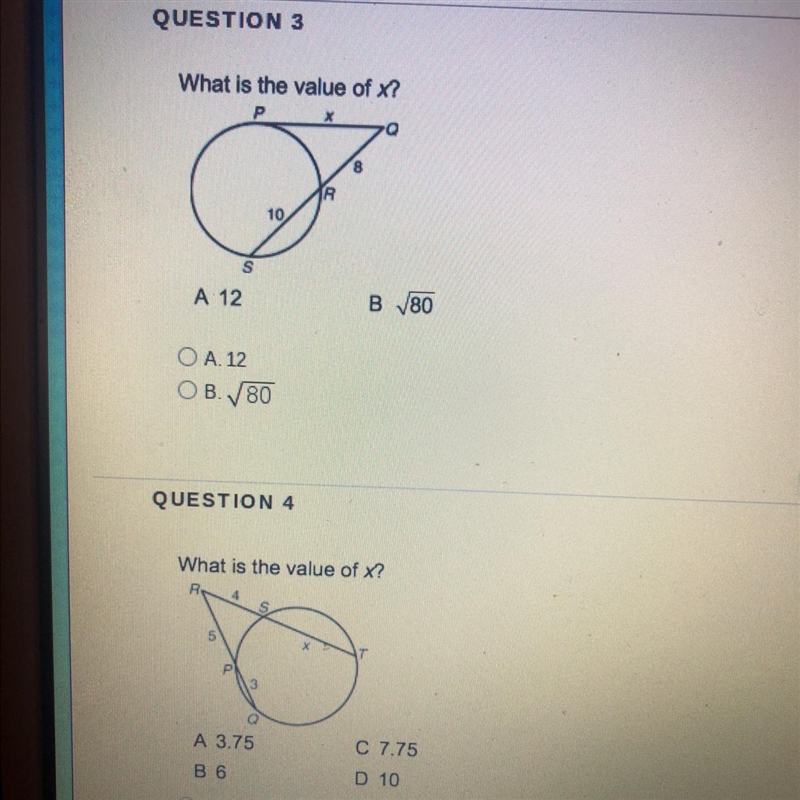 Anyone know the value of x for these-example-1