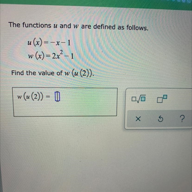 Find the value of w (u(2))-example-1