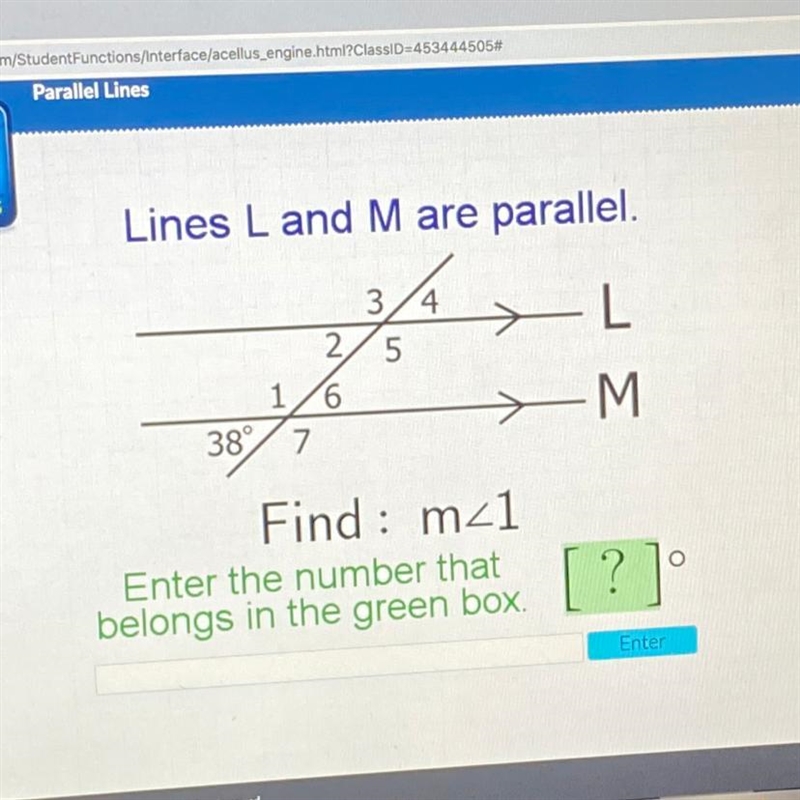 Lines L and M are parallel.-example-1