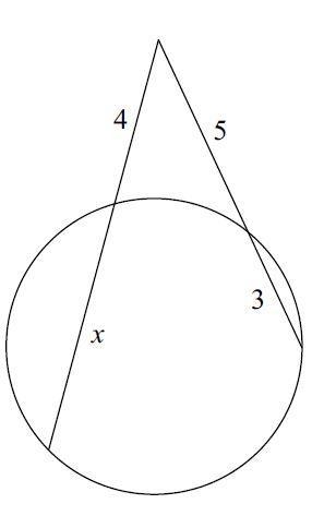 Help fast 10 points Find the length of line segment x. A) 4 B) 5 C) 6 D) 7-example-1