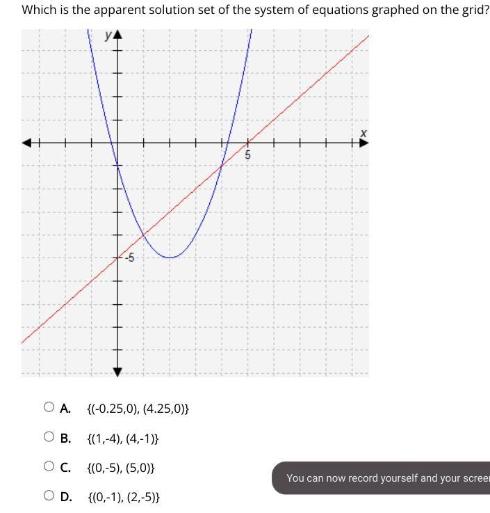 Which solution set matches the equation on the graph?-example-1