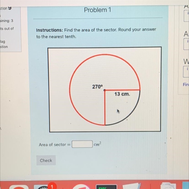 Area of sector=?cm^2-example-1