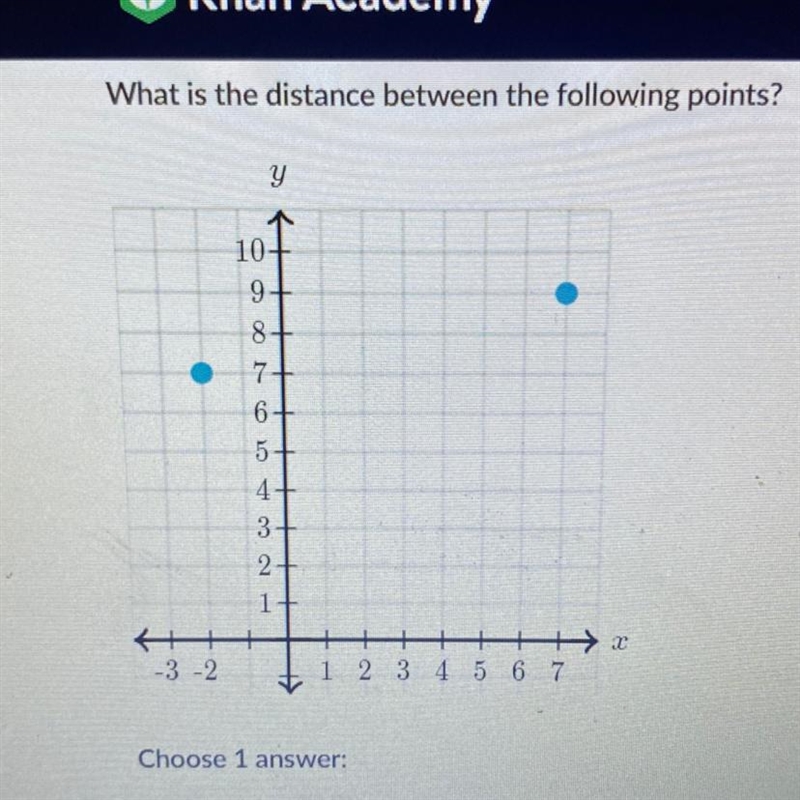 What is the distance between the following points Choose 1 answer: √63 √77 √79 √85-example-1