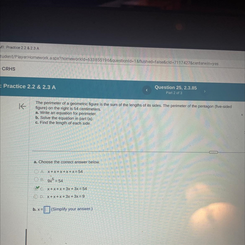 What does x equal in this problem ?-example-1