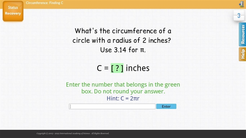 What's the circumference of a circle with a radius of 2 inches?-example-1