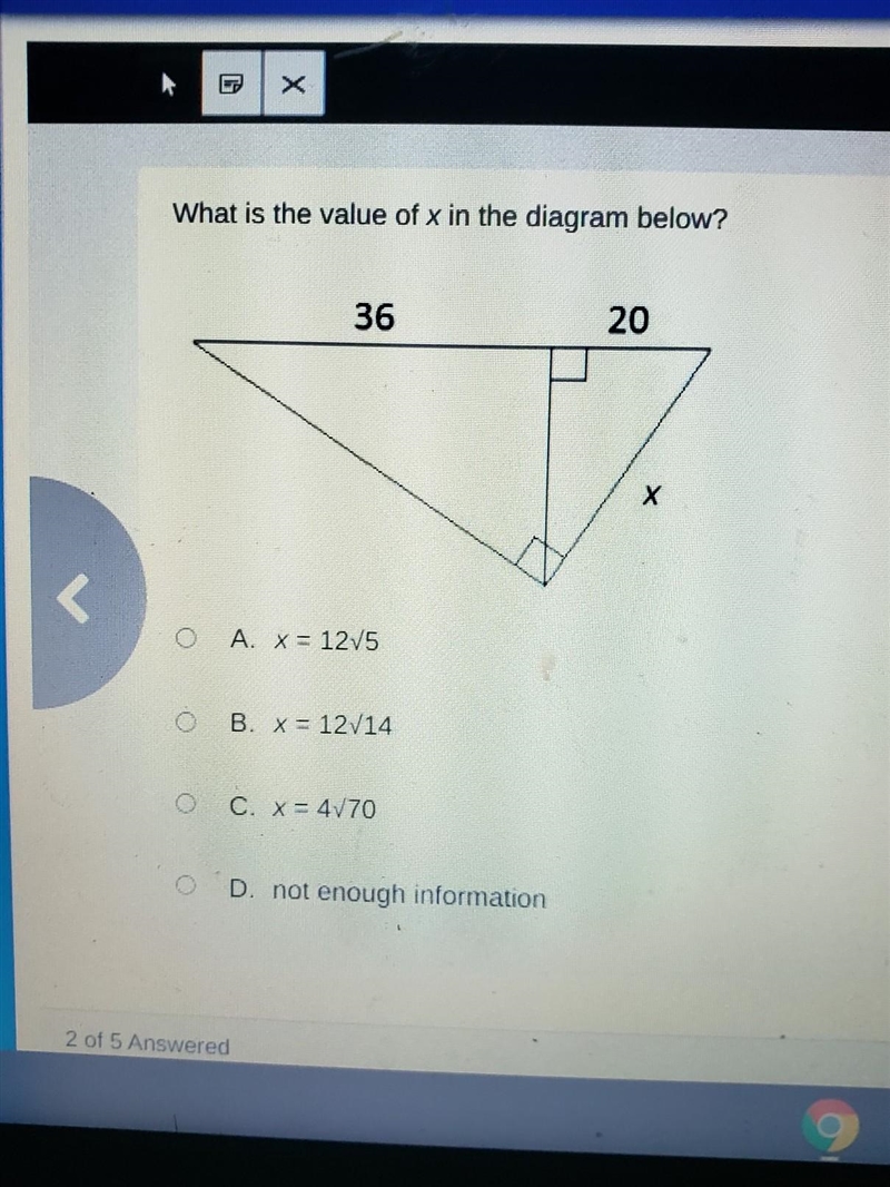 What is the value of x in the diagram below?​-example-1