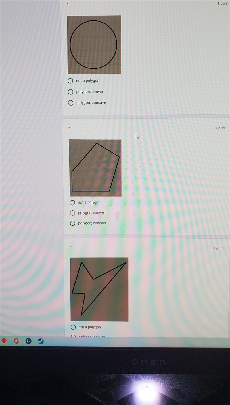 All 3 pls it would help Options:Not a polygonConvex polygonConcave polygon-example-1