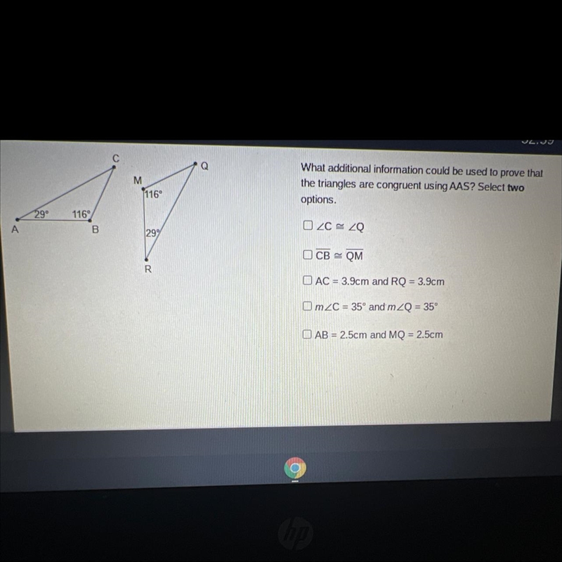 What additional information could be used to prove that the triangles are congruent-example-1