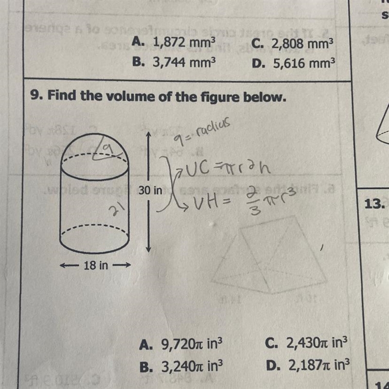 Find the volume of the figure below.-example-1