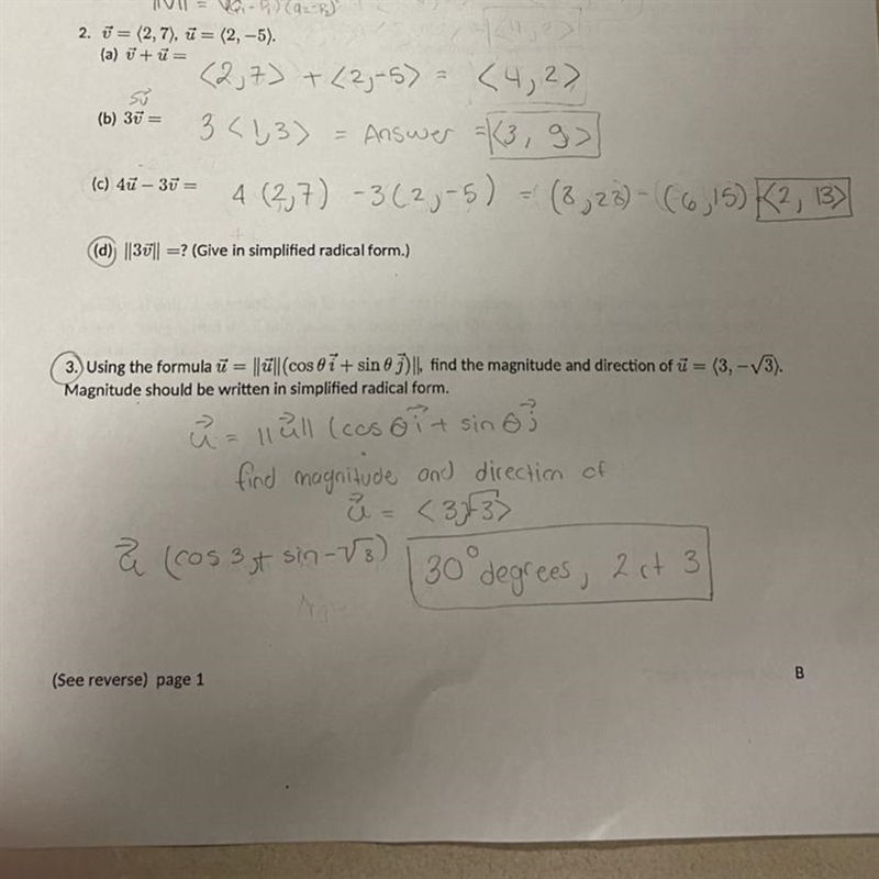 Number 3. (Look at the Image) Using the formula ū = ||T||(cos o 7 + sin 0 j) Il, find-example-1