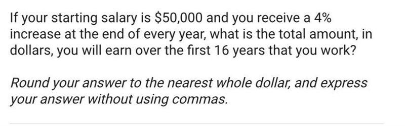 If your starting salary is $50,000 and you receive a 4%increase at the end of every-example-1