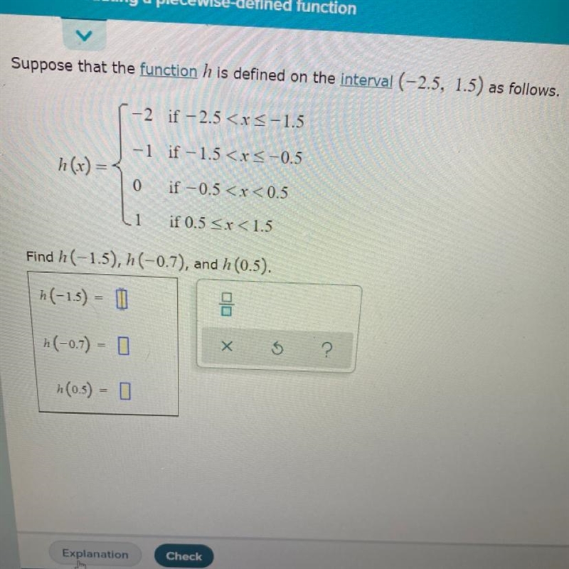 Suppose that the function h is defined on the interval (-2.5, 1.5)-example-1