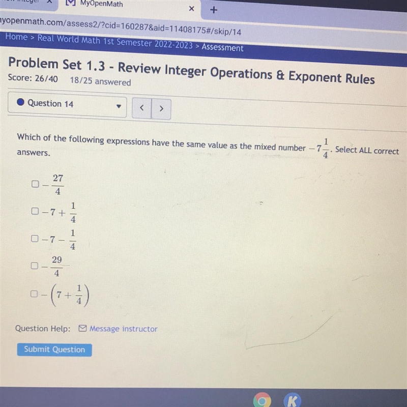 Which of the following expressions have the same value as the mixed number ( ), select-example-1