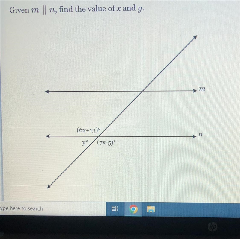 Given m ||n, find the value of x and y.-example-1