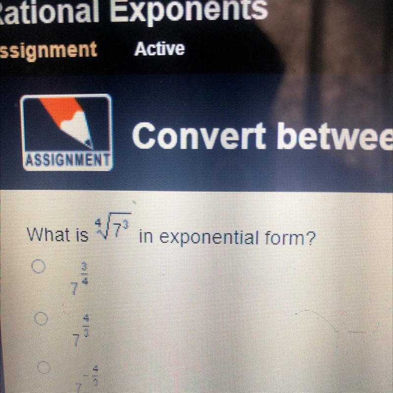 What is 4 7^3 in exponential form-example-1