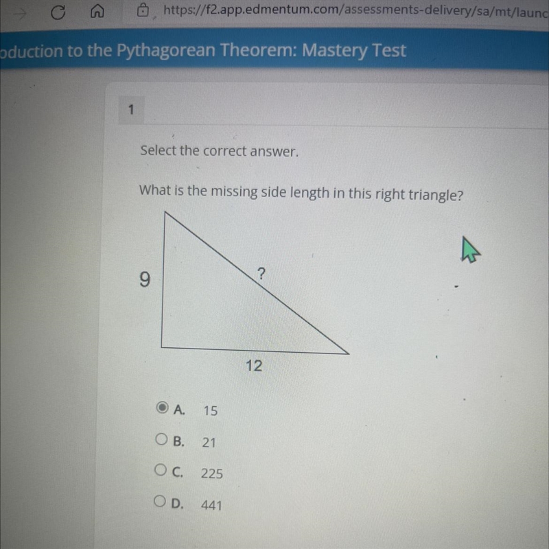 What’s the missing side length in this right triangle?-example-1