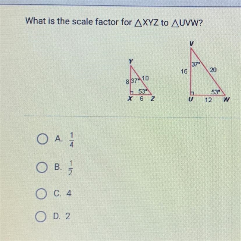 What is the scale factor for XYZ TO UVW?-example-1