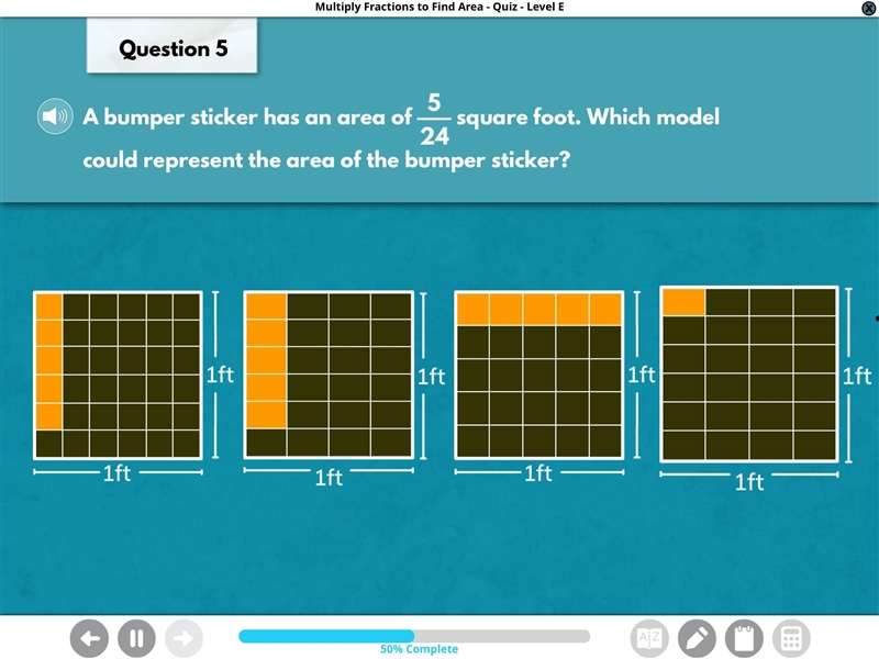 Can someone help me pls Question: A bumper sticker has an area of 5/24 square foot-example-1