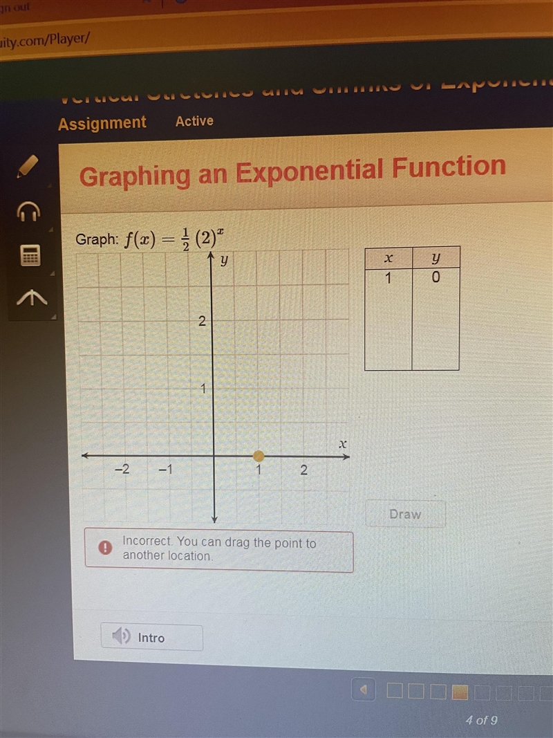 Graph: f(x) = 1/2 (2)x-example-1