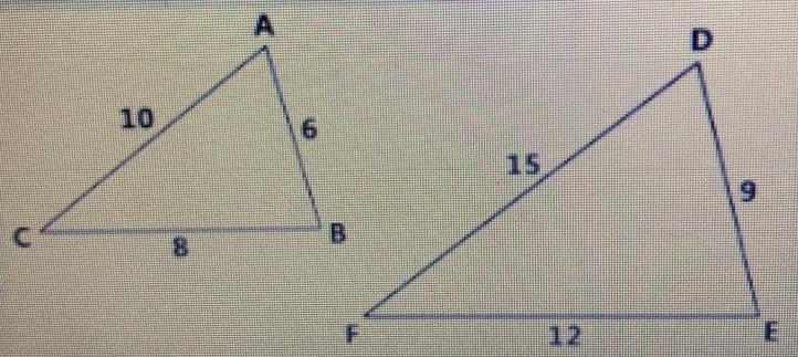 What is the scale factor from triangle ABC to triangle DEF (simplify)-example-1