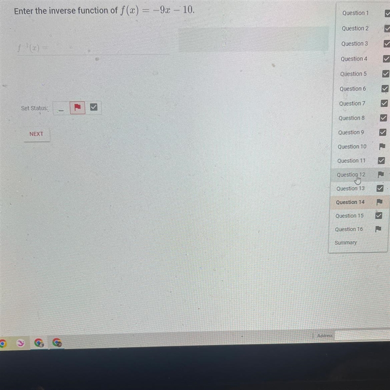 Please help! Super confused! Enter the inverse function of f(x) = -9x - 10.-example-1