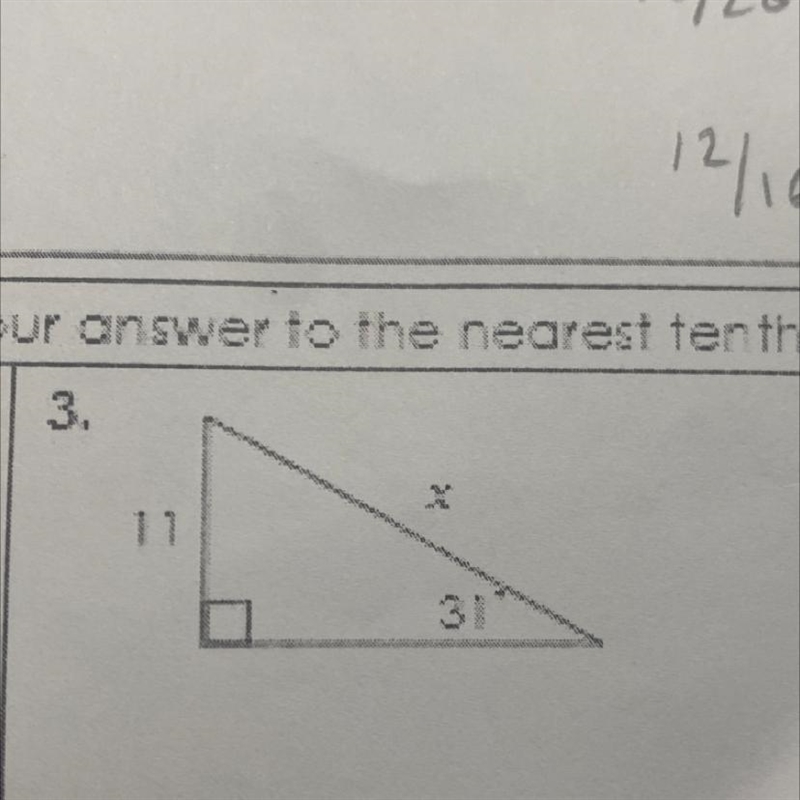 For questions 2-7, solve for x. Round your answer to the nearest tenth. x 11 31-example-1