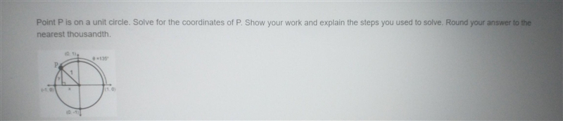 Point p is on a unit circle. Solve for the coordinates of p​-example-1