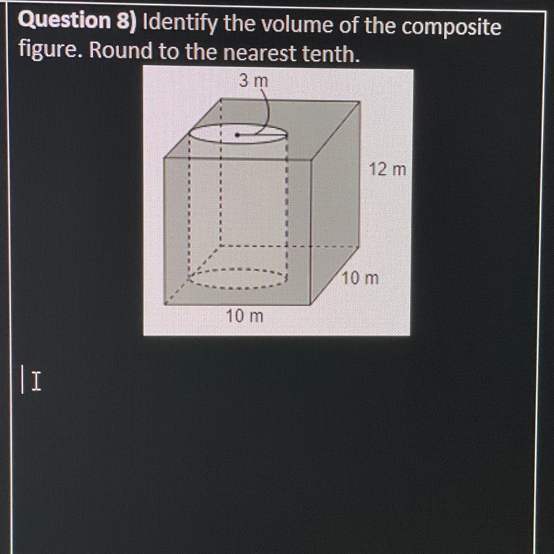 Identify the volume of the composite figure. Round to the nearest tenth.-example-1