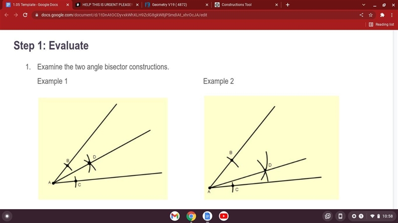 Which angle bisector was created by following the construction steps correctly? How-example-1