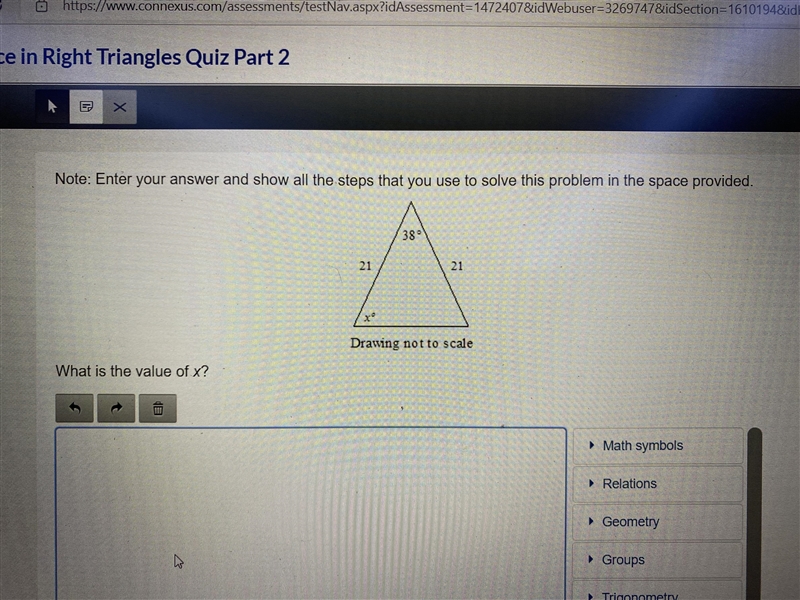 Please help!! what is the value of x and please do step by step if possible !-example-1