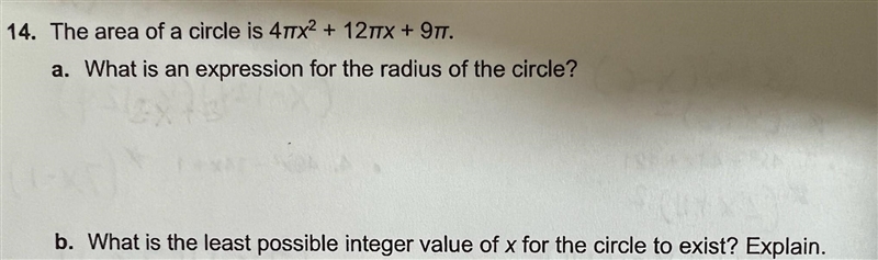 What is an expression for the radius of the circle? What is the least possible integer-example-1