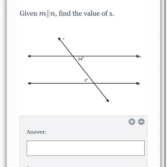 Given mn, find the value of x. 54° Xº-example-1