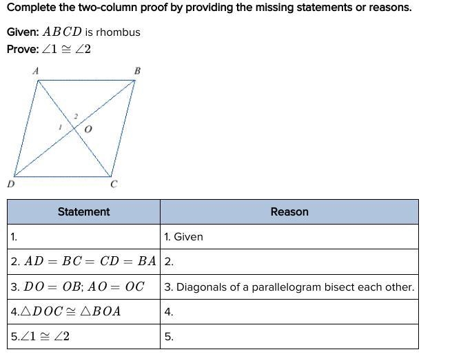 Complete the two-column proof by providing the missing statements or reasons.-example-1