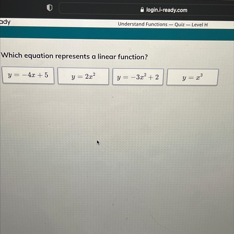 Which equation represents a linear function?-example-1