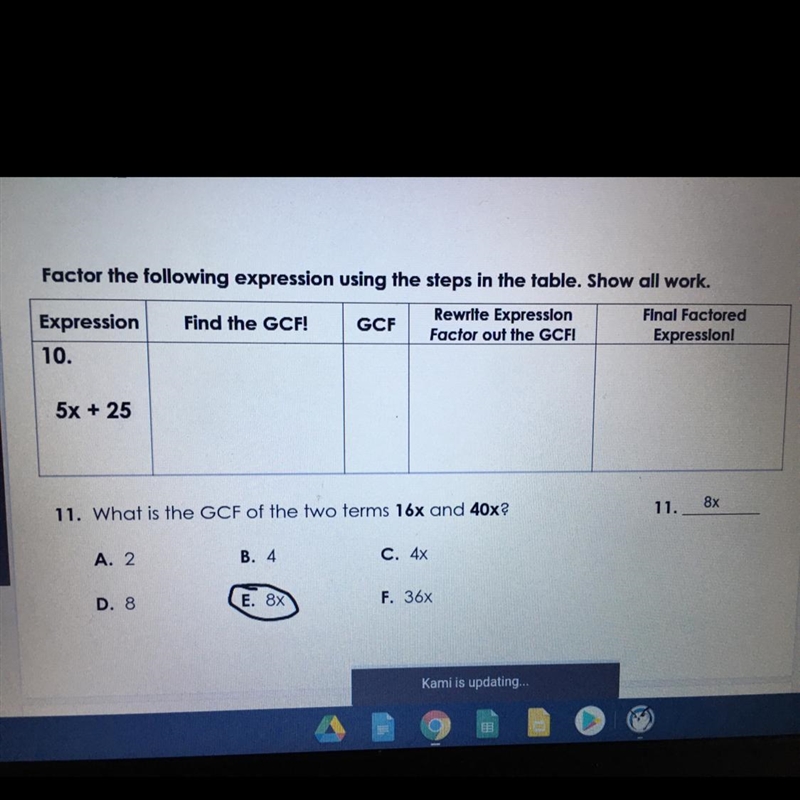 I need help factor the following expression using the steps in the table show all-example-1