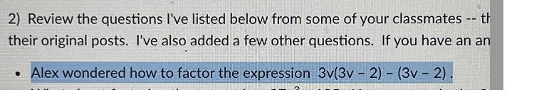 3v(3v-2)-(3v-2)Help me factor this please. I know the answer, I want an explanation-example-1