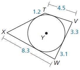 Previous 37 Question Each side of quadrilateral TVWX is tangent to ⊙Y. Find the perimeter-example-1